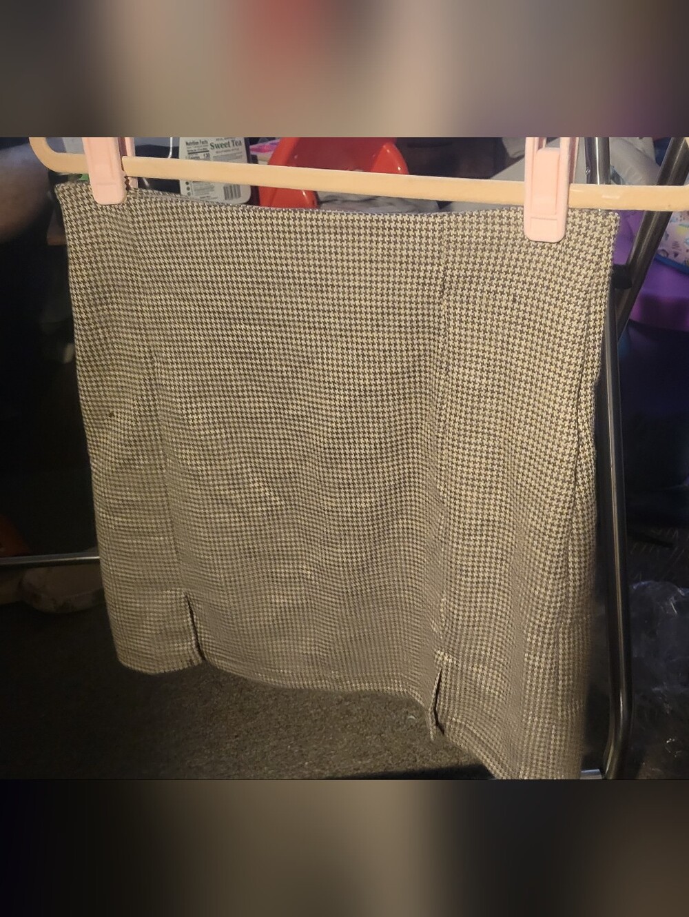 SHEIN Beige and Black Houndstooth Skirt